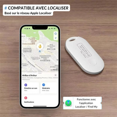 Traceur Bluetooth compatible avec l'application Localiser / Find My d'Apple. Localisez vos objets facilement grùce au réseau Apple Localiser et bénéficiez d'une intégration fluide pour retrouver vos affaires rapidement.